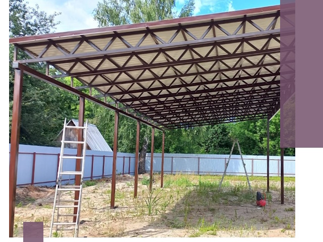 Односкатные навесы под ключ в Аксае — изготовление и монтаж