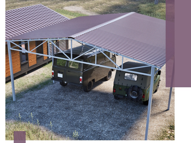 Двускатные навесы под ключ в Аксае — изготовление и монтаж